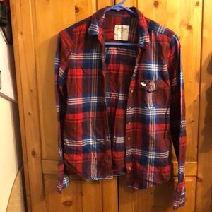 Abercrombie & Fitch red blue plaid flannel size s